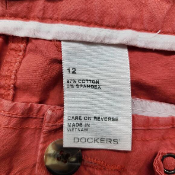 Dockers Pants Womens 12 Orange Mid Rise Curvy Capri Zip Hem Drawstring Outdoors - Picture 5 of 11